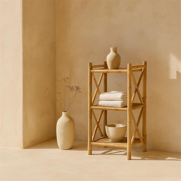 Scaffale in bambù 3 ripiani 35x35x81 cm
