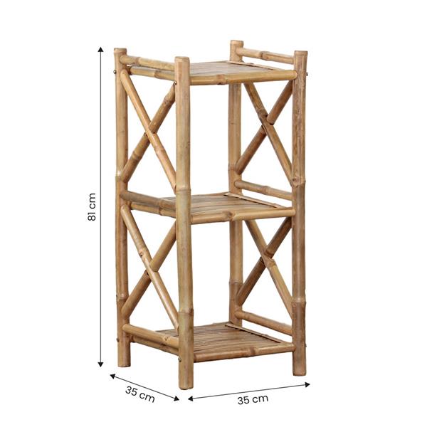 Scaffale in bambù 3 ripiani 35x35x81 cm
