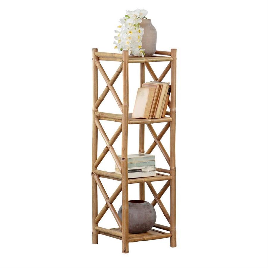 Scaffale in bambù 4 ripiani 35x35x115 cm