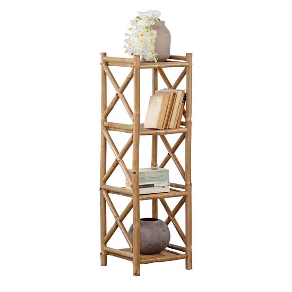 Scaffale in bambù 4 ripiani 35x35x115 cm