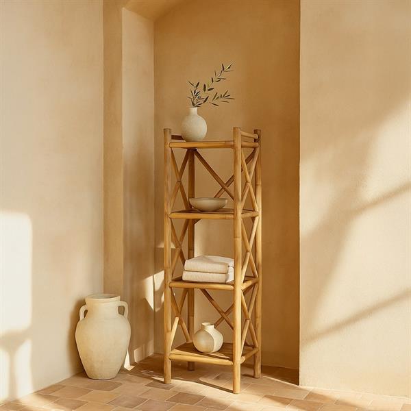 Scaffale in bambù 4 ripiani 35x35x115 cm