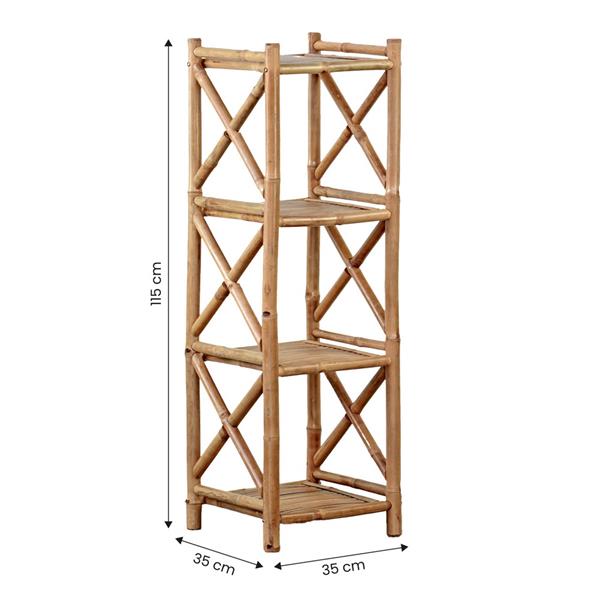 Scaffale in bambù 4 ripiani 35x35x115 cm