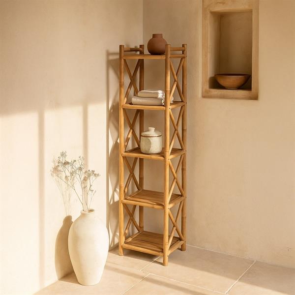 Scaffale in bambù 5 ripiani 35x35x152 cm