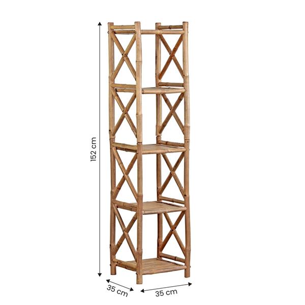 Scaffale in bambù 5 ripiani 35x35x152 cm