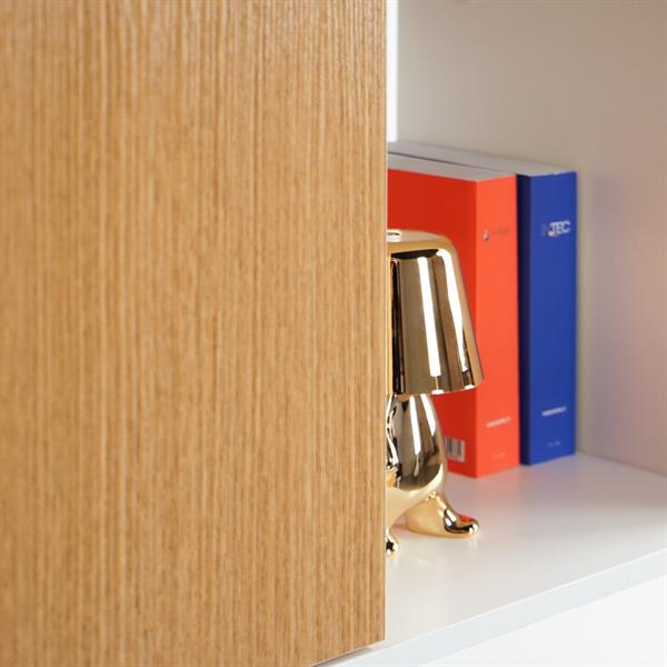 Libreria zig zag 4 ripiani in legno bianco e naturale 145x145 cm
