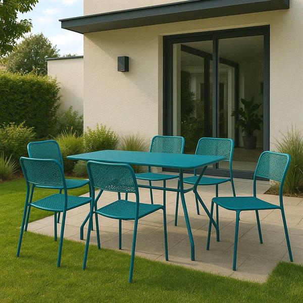 Sedie da giardino motivo floreale turchese 4pz - Aura