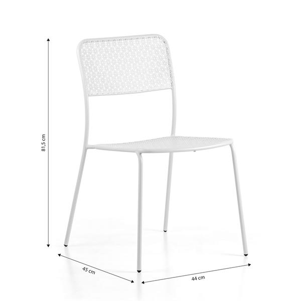 Set 4 sedie da giardino in metallo bianco - Aura