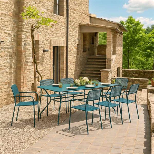 Set 4 sedie da giardino con braccioli motivo turchese - Aura