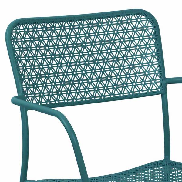 Set 4 sedie da giardino con braccioli motivo turchese - Aura