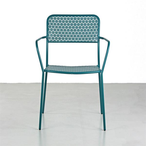 Set 4 sedie da giardino con braccioli motivo turchese - Aura