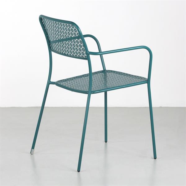 Set 4 sedie da giardino con braccioli motivo turchese - Aura