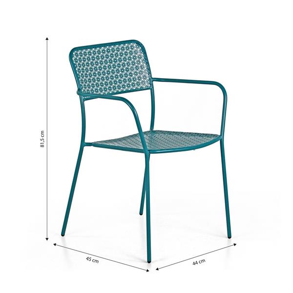 Set 4 sedie da giardino con braccioli motivo turchese - Aura
