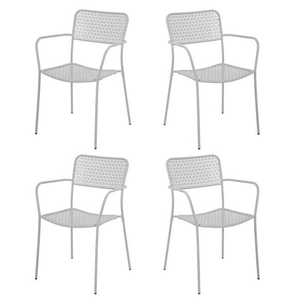 Set 4 sedie da giardino con braccioli motivo floreale grigio - Aura