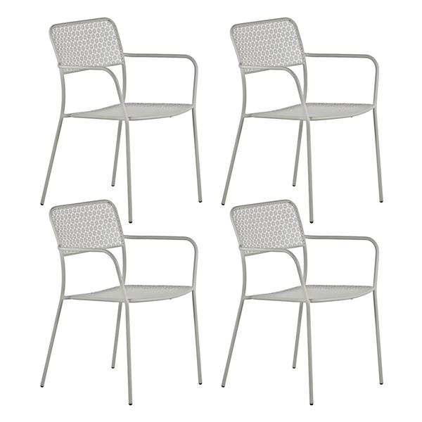 Set 4 sedie da giardino con braccioli motivo floreale grigio - Aura