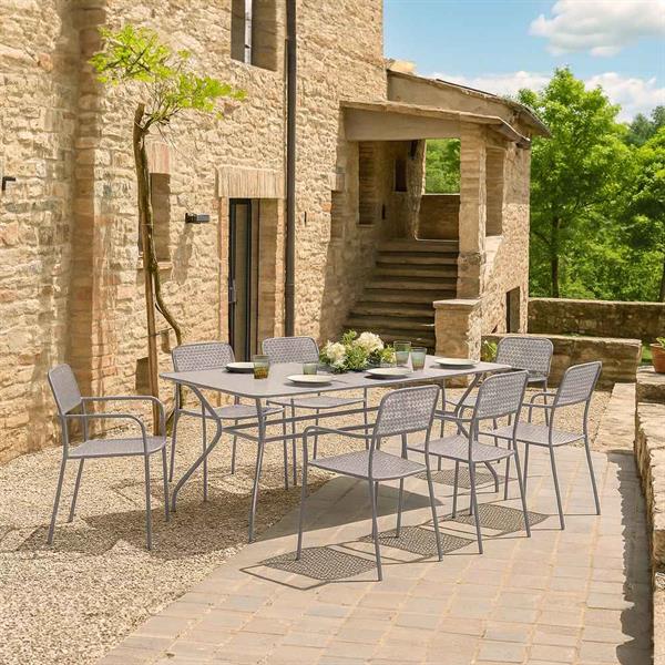 Set 4 sedie da giardino con braccioli motivo floreale grigio - Aura