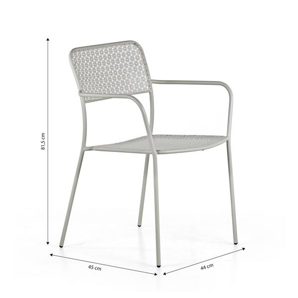 Set 4 sedie da giardino con braccioli motivo floreale grigio - Aura