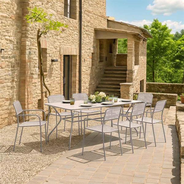Set 4 sedie da giardino con braccioli in metallo bianco - Aura
