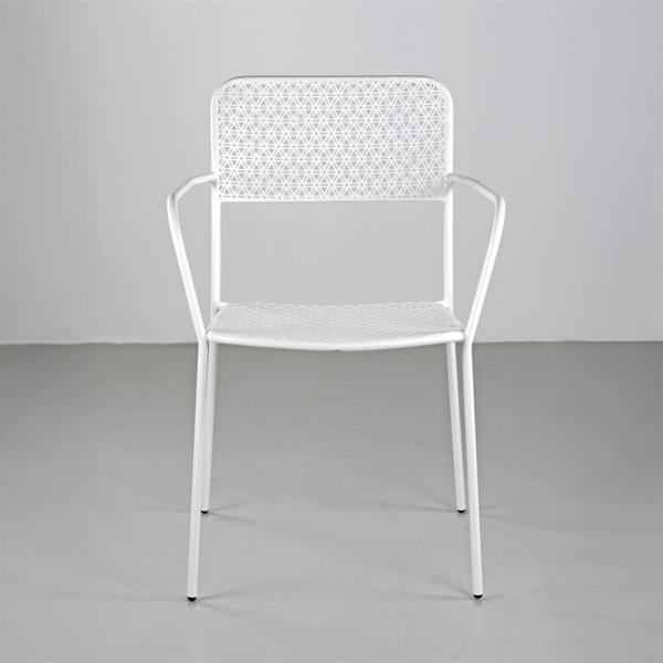 Set 4 sedie da giardino con braccioli in metallo bianco - Aura