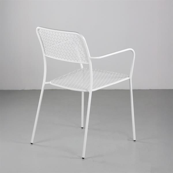 Set 4 sedie da giardino con braccioli in metallo bianco - Aura