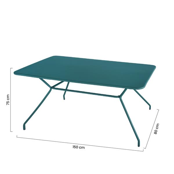 Tavolo da giardino 150x80 cm in metallo turchese - Cara