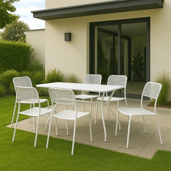 Tavolo da giardino 150x80 cm in metallo bianco - Cara