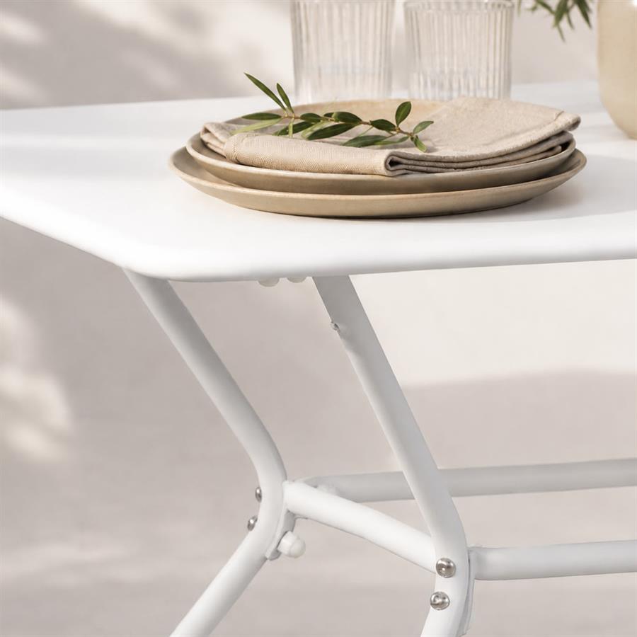 Tavolo da giardino 150x80 cm in metallo bianco - Cara