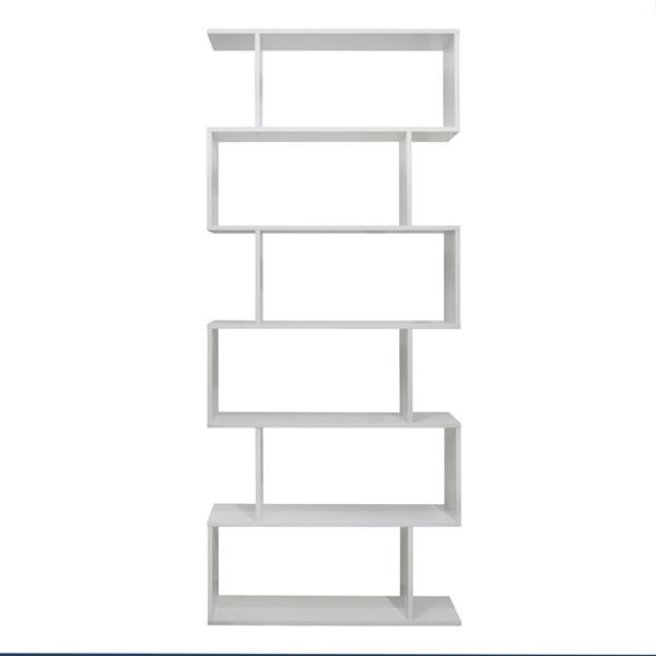 Libreria zig zag a 6 vani in legno bianco opaco 80x192 cm