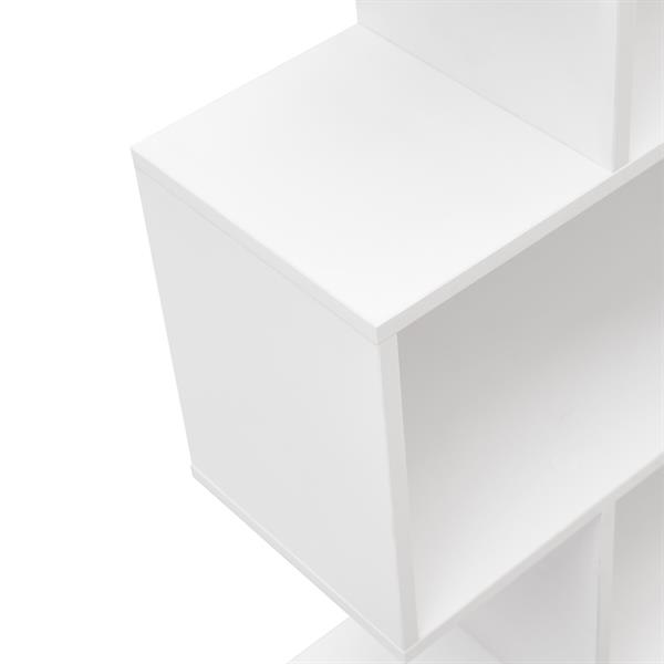 Libreria zig zag a 6 vani in legno bianco opaco 80x192 cm