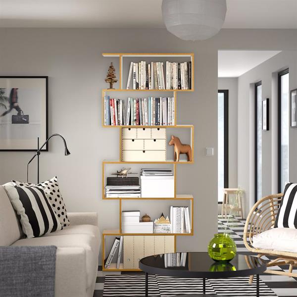 Libreria zig zag a 6 vani in rovere naturale 80x192 cm