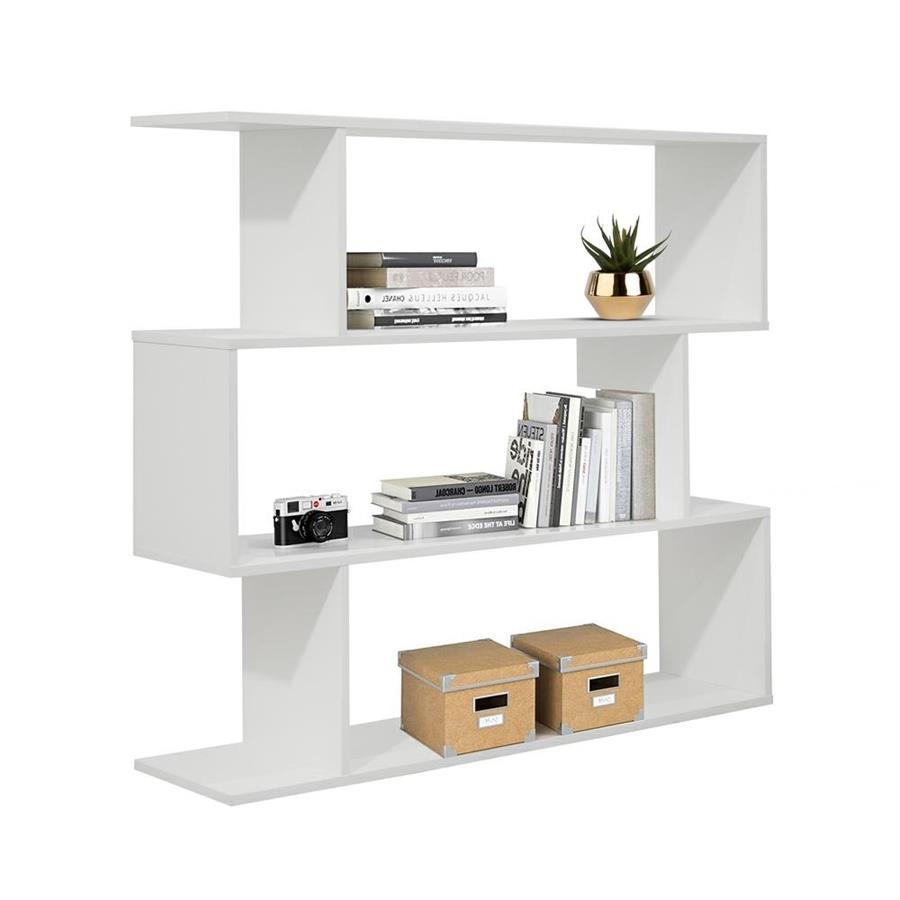 Libreria zig zag a 3 vani in legno bianco opaco 110x97 cm