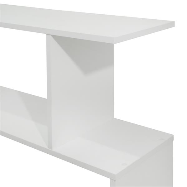 Libreria zig zag a 3 vani in legno bianco opaco 110x97 cm