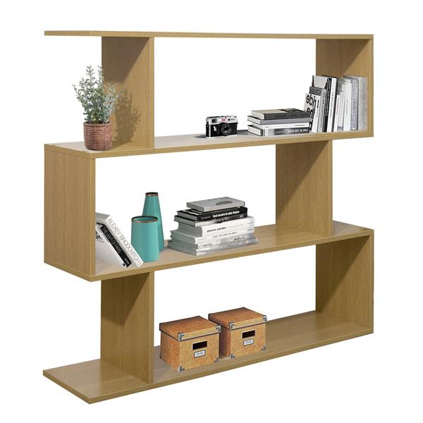 Libreria zig zag a 3 vani in rovere naturale 110x97 cm