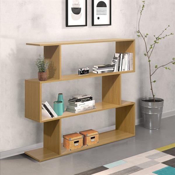 Libreria zig zag a 3 vani in rovere naturale 110x97 cm