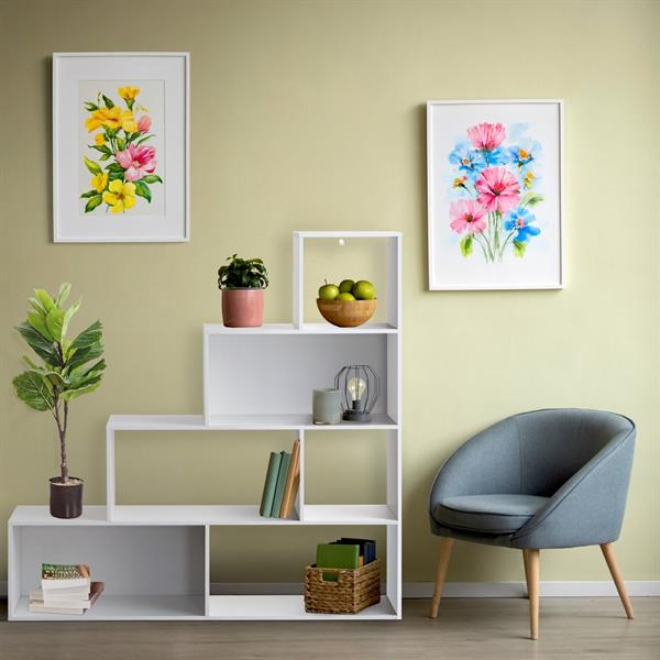 Libreria a scala in legno bianco opaco 145x145 cm - Stair