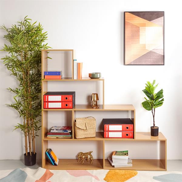 Libreria a scala in rovere naturale 145x145 cm - Stair