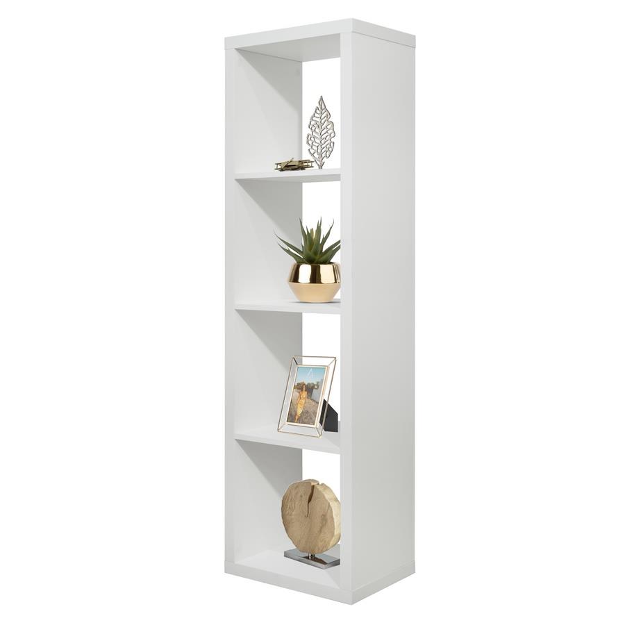 Libreria verticale a 4 vani in legno bianco opaco 42x147 cm - Cloud