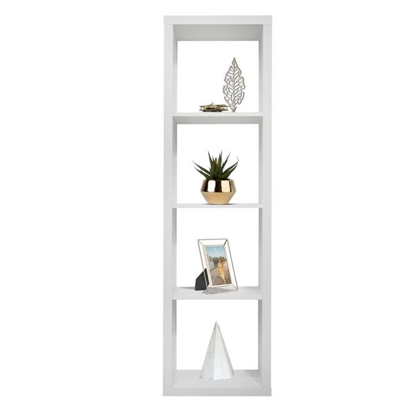 Libreria verticale a 4 vani in legno bianco opaco 42x147 cm - Cloud