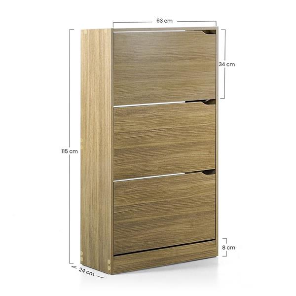 Scarpiera a 3 ante in rovere 63x115 cm