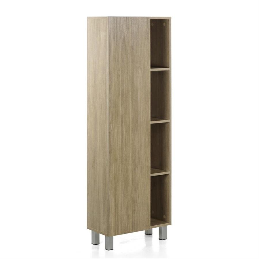 Mobile colonna da bagno 1 anta e 4 vani in rovere scuro 50x140 cm