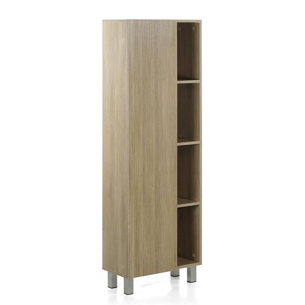 Mobile colonna da bagno 1 anta e 4 vani in rovere scuro 50x140 cm