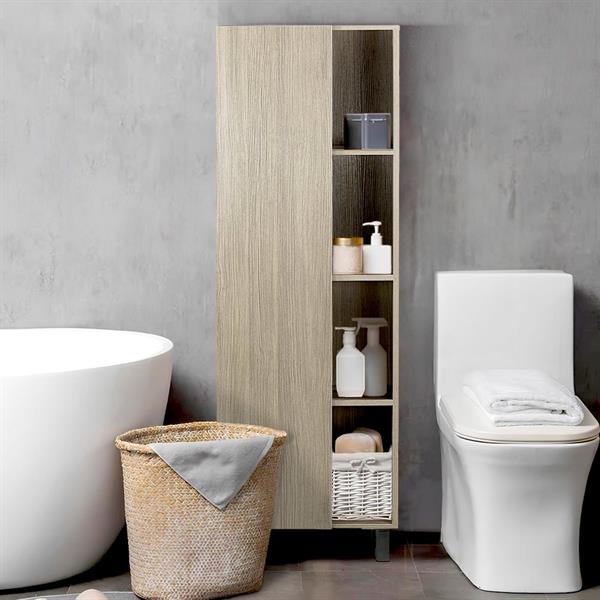 Mobile colonna da bagno 1 anta e 4 vani in rovere scuro 50x140 cm