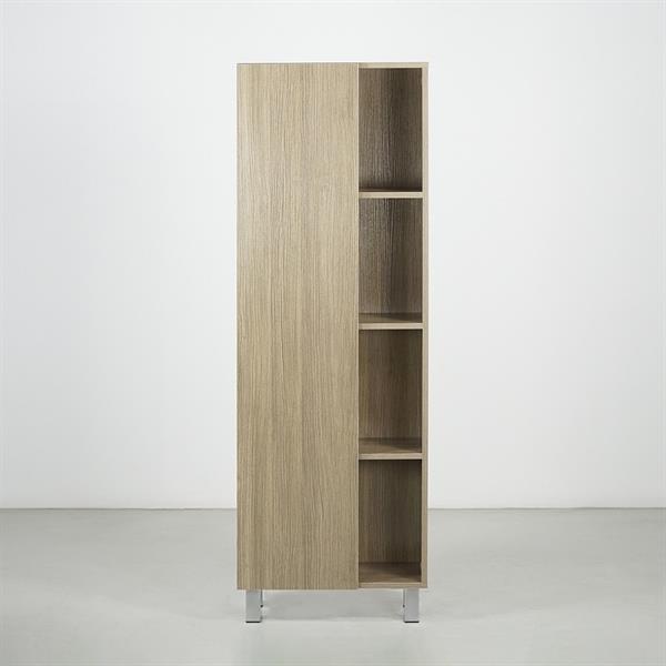 Mobile colonna da bagno 1 anta e 4 vani in rovere scuro 50x140 cm