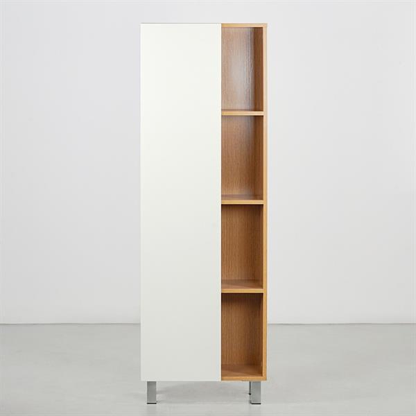 Mobile colonna da bagno 1 anta e 4 vani rovere chiaro e bianco 50x140 cm