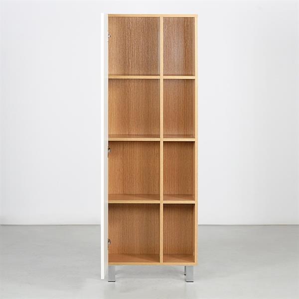 Mobile colonna da bagno 1 anta e 4 vani rovere chiaro e bianco 50x140 cm