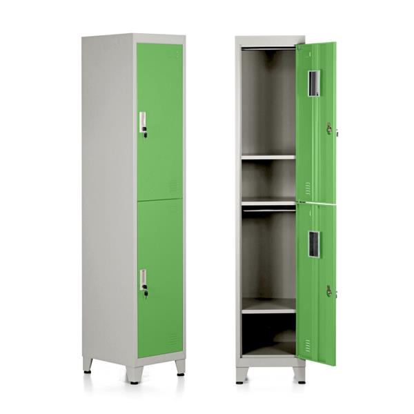 Armadietto metallico 2 ante verde con appendiabiti e ripiano inferiore