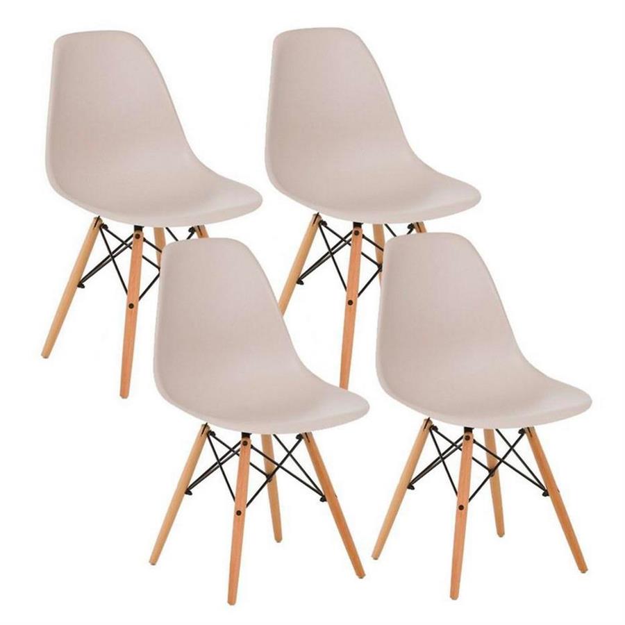 Set 4 sedie design moderno ecrù con gambe legno - Ester