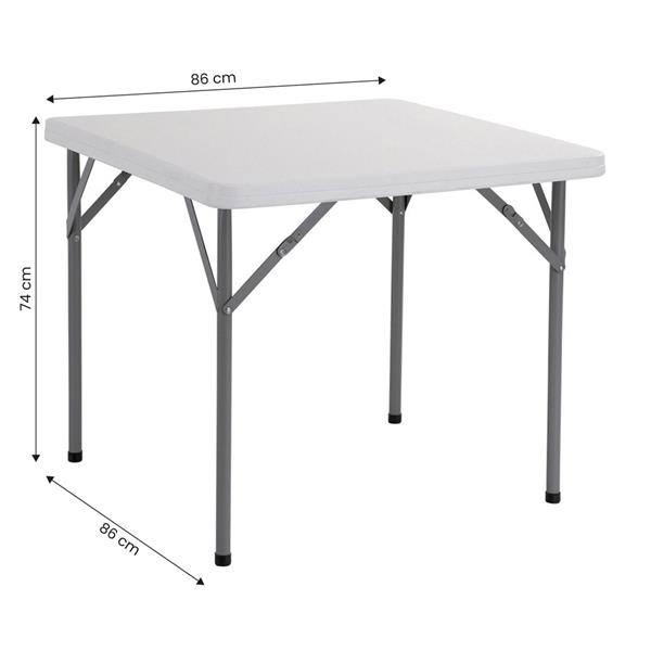 Tavolo catering quadrato 86x86x74 cm pieghevole hdpe bianco