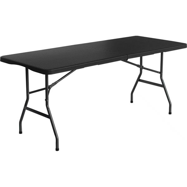 Tavolo pieghevole in hdpe 180x74x74 cm effetto rattan nero