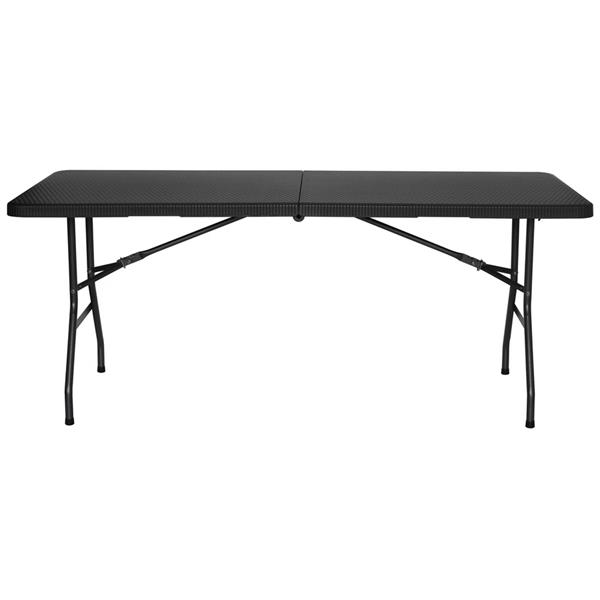 Tavolo pieghevole in hdpe 180x74x74 cm effetto rattan nero