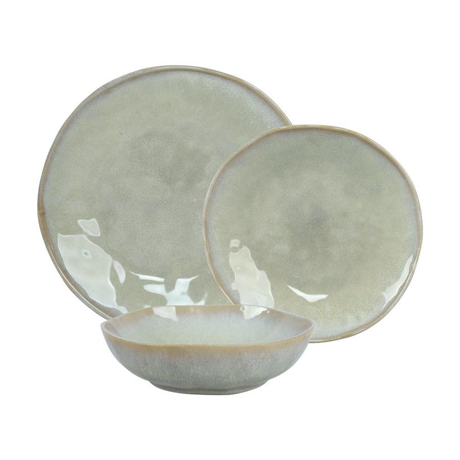 Servizio 18 piatti in ceramica design moderno verde pastello - Elen